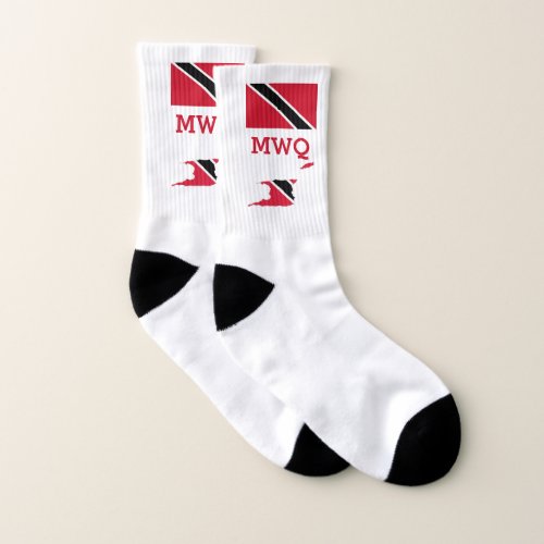 Patriotic  Monogrammed  TRINIDAD FLAG Socks