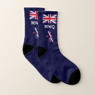 Patriotic   Monogrammed   UK Blue UNION JACK Socks