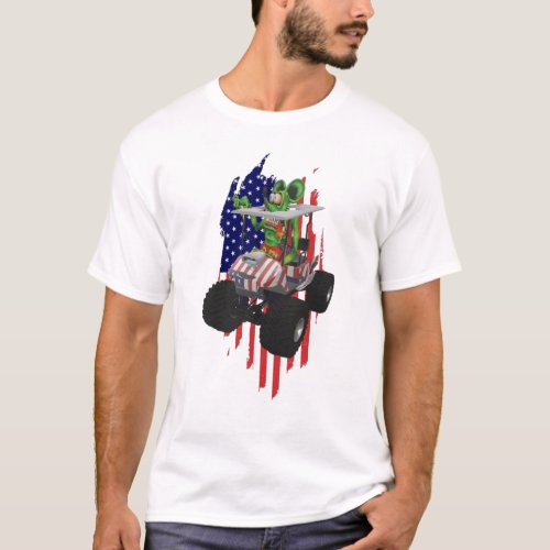 Patriotic Monster cart golf light T_shirt