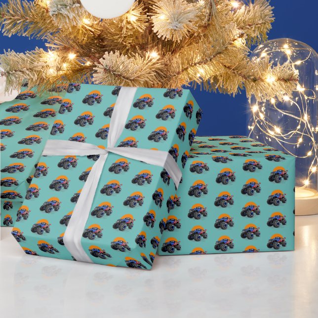 Patriotic Monster Truck Off Road Adventure Gift Wrapping Paper (Holidays)