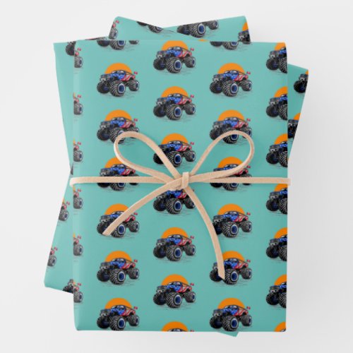 Patriotic Monster Truck Off Road Adventure Wrapping Paper Sheets
