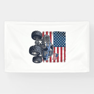 Patriotic Monster Truck Vintage Engraving Design_1 Banner
