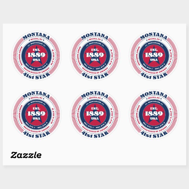 Patriotic Montana Circle Design Sticker (Sheet)