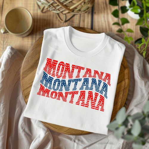 Patriotic Montana Red and Blue Boho T_Shirt 