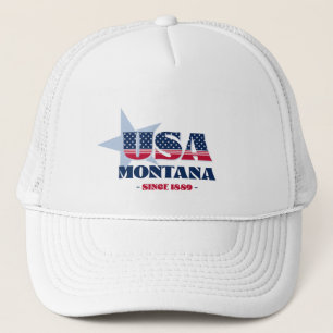 Patriotic Montana Typography Trucker Hat
