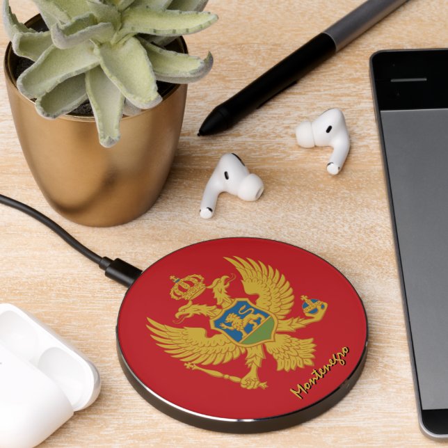 Patriotic Montenegro Charger, Montenegro Flag Wireless Charger (Desk 2)