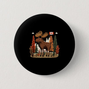 Patriotic Moose Costume With Canada Flag  Button