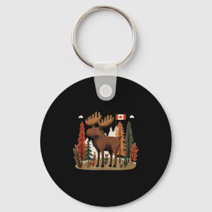 Patriotic Moose Costume With Canada Flag Keychain