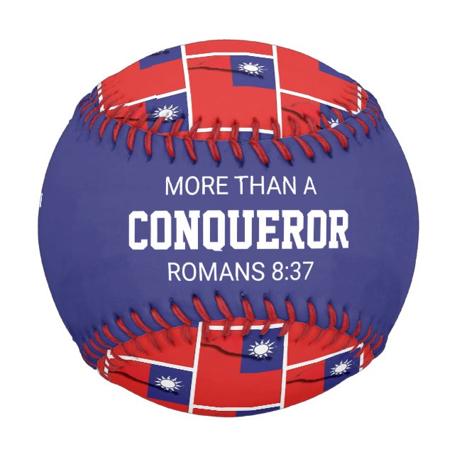 Patriotic MORE THAN CONQUEROR Custom TAIWAN FLAG Baseball (Front)