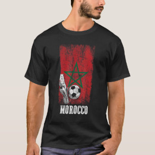 Patriotic Moroccan Soccer Player Morocco Flag Socc T-Shirt