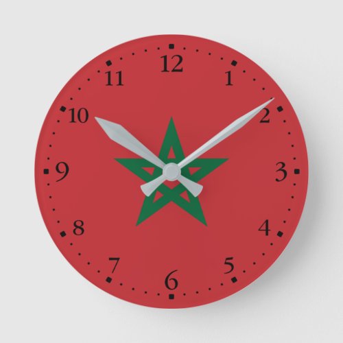 Patriotic Morocco Flag Round Clock