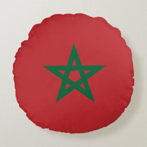 Patriotic Morocco Flag Round Pillow