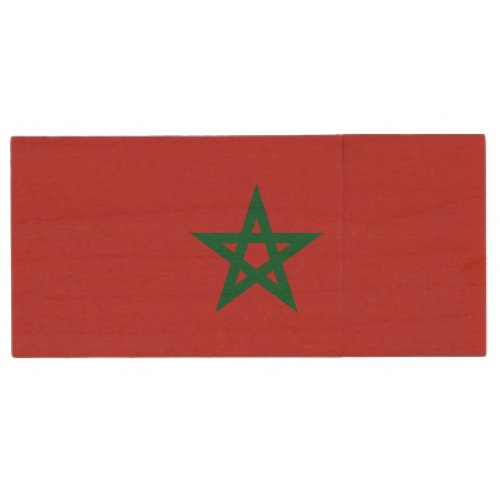 Patriotic Morocco Flag Wood Flash Drive