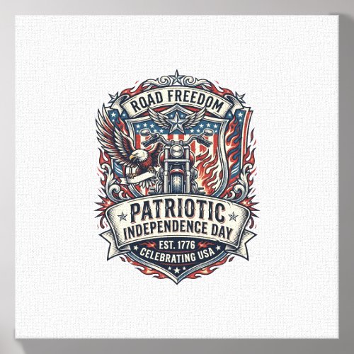 Patriotic Motor Patriot Biker Road Freedom Patriot Canvas Photo Tile
