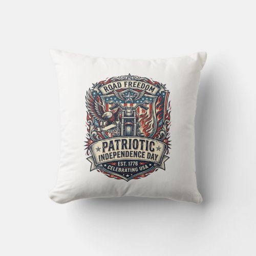Patriotic Motor Patriot Biker Road Freedom Patriot Throw Pillow
