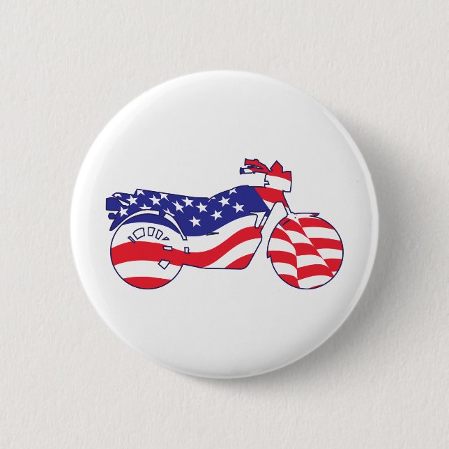 Patriotic Motorcycle Pinback Button (Front)