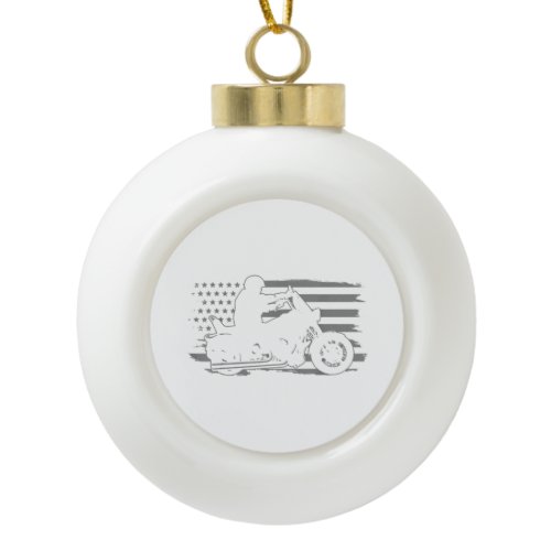 Patriotic Motorcycle Vintage American Flag Biker Ceramic Ball Christmas Ornament