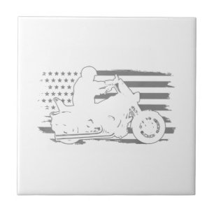 Patriotic Motorcycle Vintage American Flag Biker Ceramic Tile