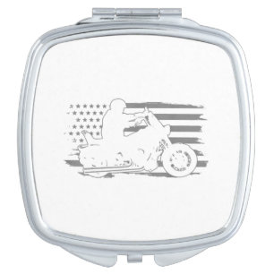 Patriotic Motorcycle Vintage American Flag Biker Compact Mirror
