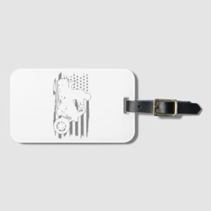 Patriotic Motorcycle Vintage American Flag Biker Luggage Tag
