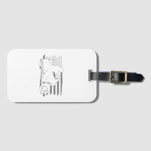 Patriotic Motorcycle Vintage American Flag Biker Luggage Tag