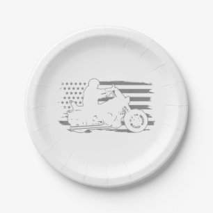Patriotic Motorcycle Vintage American Flag Biker Paper Plates