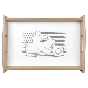 Patriotic Motorcycle Vintage American Flag Biker Serving Tray