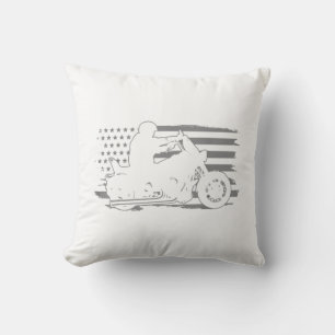 Patriotic Motorcycle Vintage American Flag Biker Throw Pillow