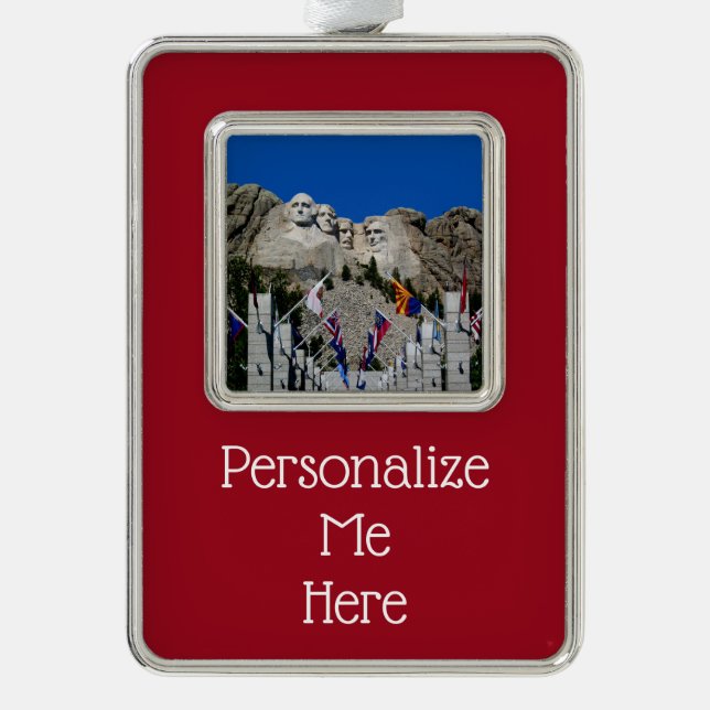 Patriotic Mount Rushmore Customized Photo Souvenir Christmas Ornament (Front)