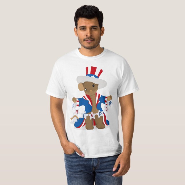 Patriotic Mouse loves Celebrating July 4th Freedom T-Shirt (Front Full)