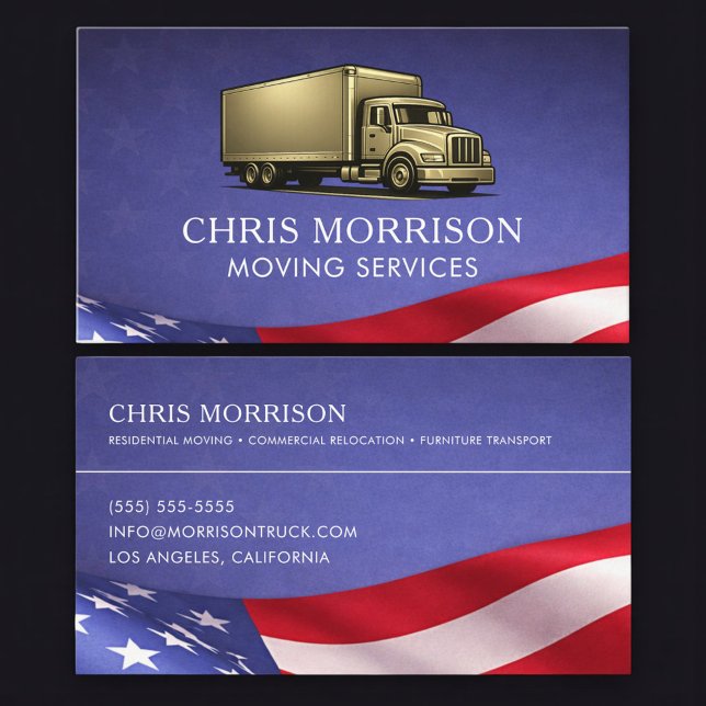 Patriotic Moving Truck Driver Trucking Business Card (Creator Uploaded)