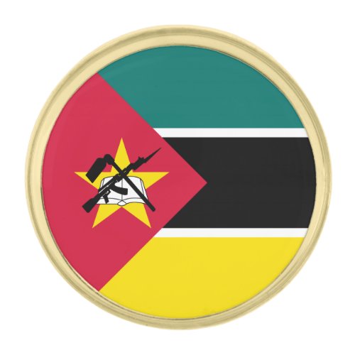 Patriotic Mozambique Flag Gold Finish Lapel Pin