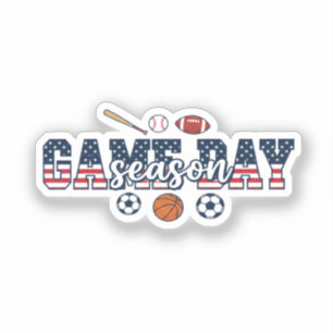 Patriotic Multi Sport Game Day Season American Fla Sticker