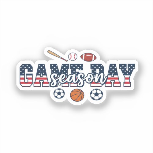 Patriotic Multi Sport Game Day Season American Fla Sticker