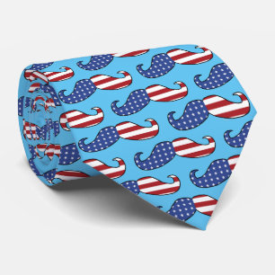 Patriotic Mustache Pattern Neck Tie