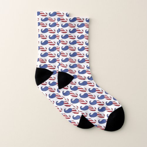Patriotic Mustache Pattern Socks