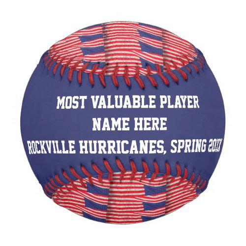 Patriotic MVP Player Award American Flags Name Baseball