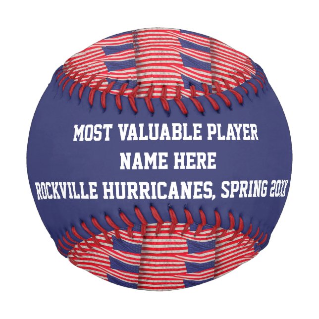Patriotic MVP Player Award, American Flags, Name, Baseball (Front)
