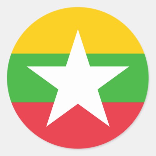 Patriotic Myanmar Flag Classic Round Sticker
