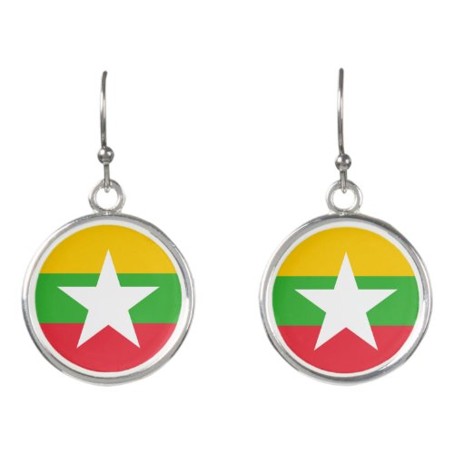 Patriotic Myanmar Flag Earrings