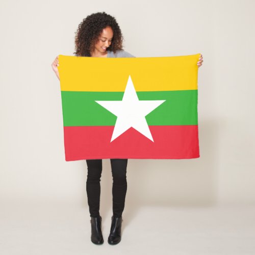Patriotic Myanmar Flag Fleece Blanket