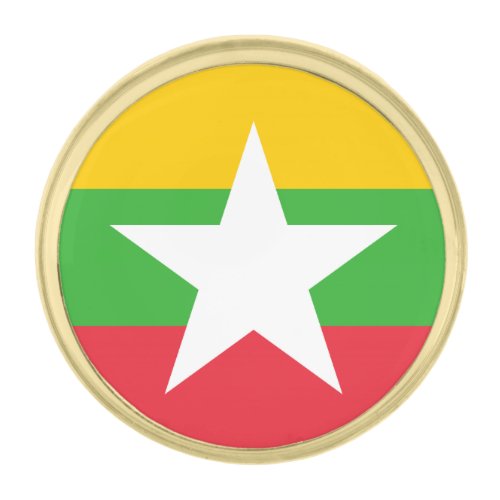 Patriotic Myanmar Flag Gold Finish Lapel Pin