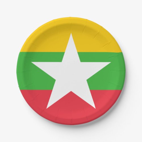 Patriotic Myanmar Flag Paper Plates