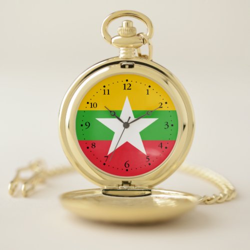 Patriotic Myanmar Flag Pocket Watch