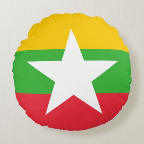 Patriotic Myanmar Flag Round Pillow