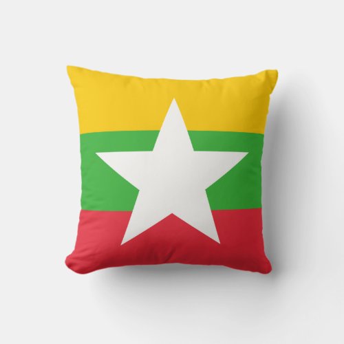Patriotic Myanmar Flag Throw Pillow