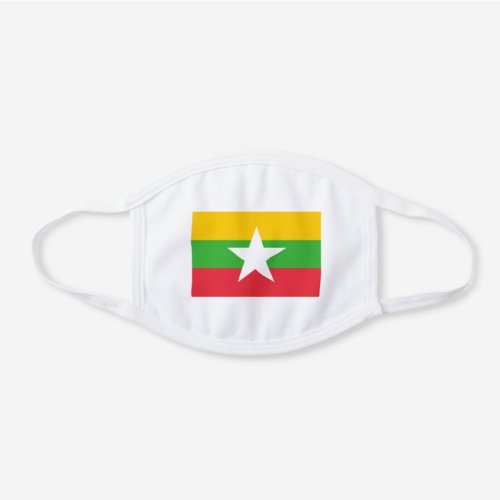 Patriotic Myanmar Flag White Cotton Face Mask