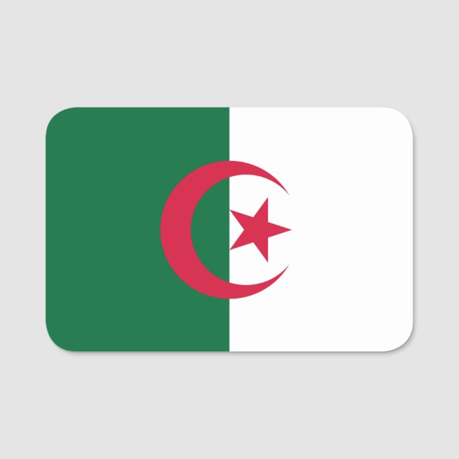Patriotic name tag with flag of Algeria (Front)