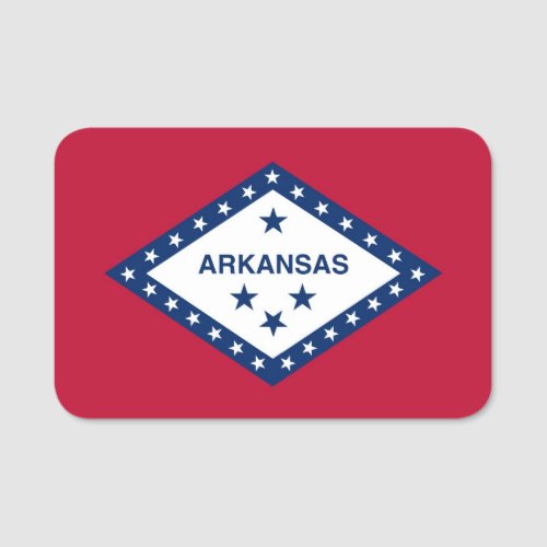 Patriotic name tag with flag of Arkansas USA