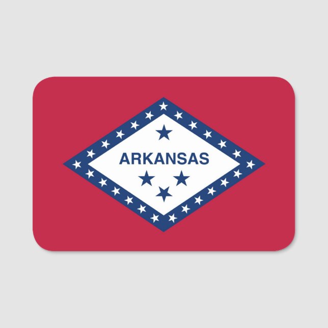 Patriotic name tag with flag of Arkansas, USA (Front)